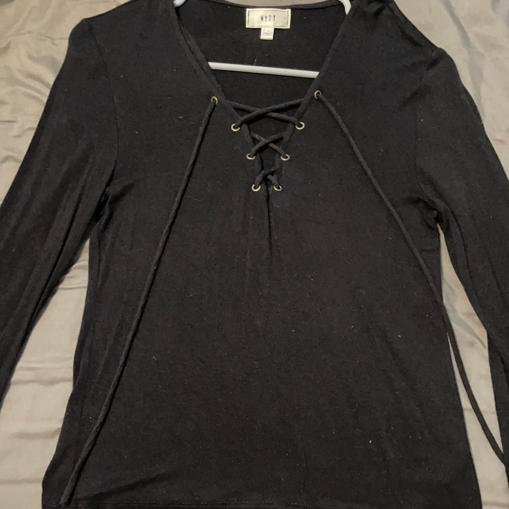 Size small soft top with V neck and ties